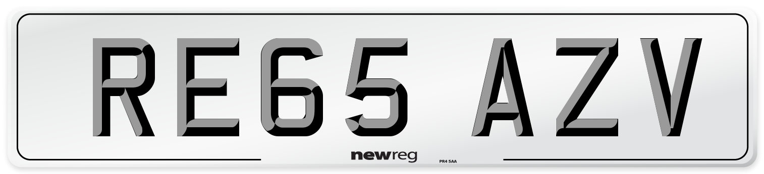 RE65 AZV Number Plate from New Reg